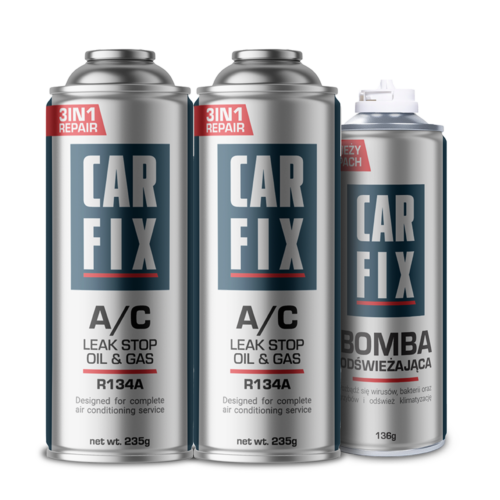 CarFix 3w1 2x Gaz Do Nabijania Klimatyzacji R134a + Bomba Odświeżająca