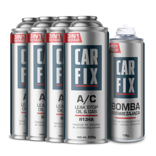 CarFix 3w1 4x Gaz Do Nabijania Klimatyzacji R134a + Bomba Odświeżająca